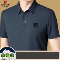 ピアカーダン高級绢糸メンズ半袖tシャツ夏ゆるいカジュアル折り襟poloシャツメンズ上着