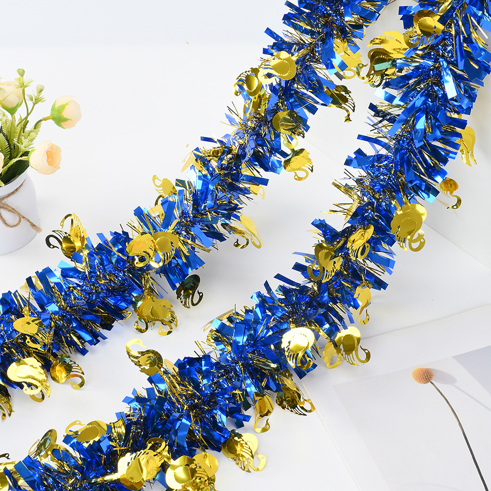 Decoración navideña transfronteriza Cisne burbuja de seda raya de color fiesta celebración actividad diseño Guirnalda lana raya cinta 2 M