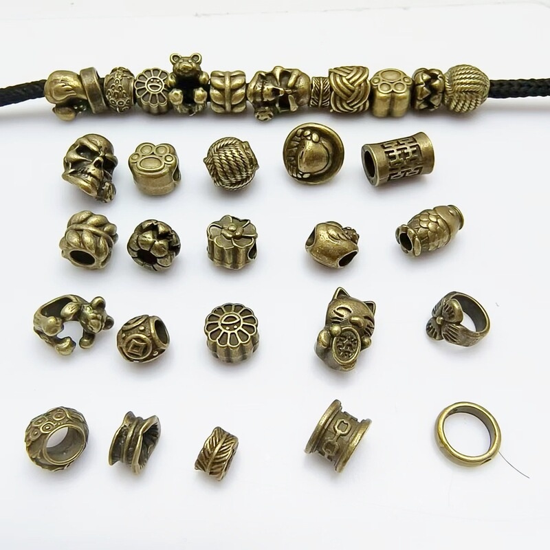 Amazon Cross-border Retro Bronze Alloy Big Hole Beads DIY Jewelry Accessories Through Hole Bead Necklace Bracelet Accessories