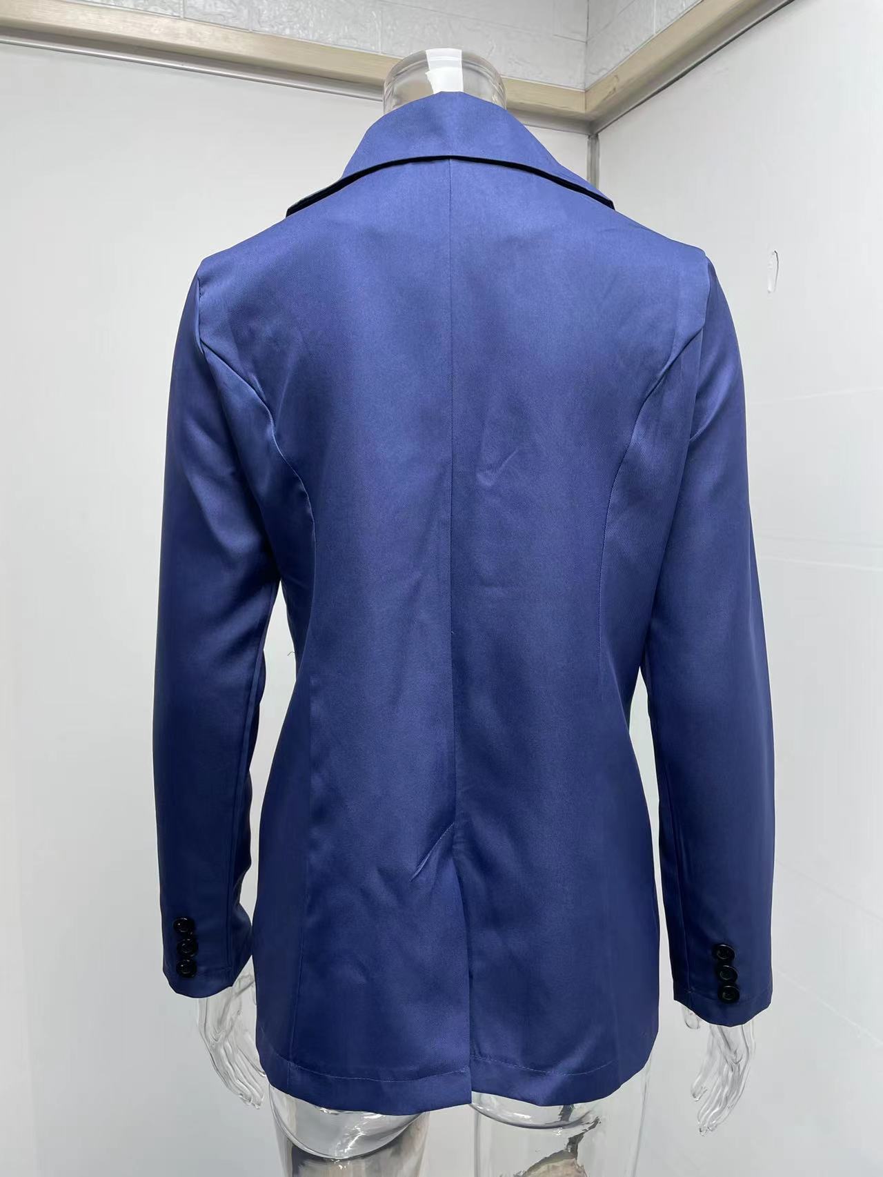 Women's Clothing Long sleeved Solid Color Button Suit Women's Jacket Cardigan_senzul.com