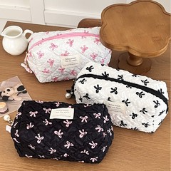 新しいプリーツリボン化粧品バッグかわいい女の子化粧品収納八角形バッグリボンペンダント付き