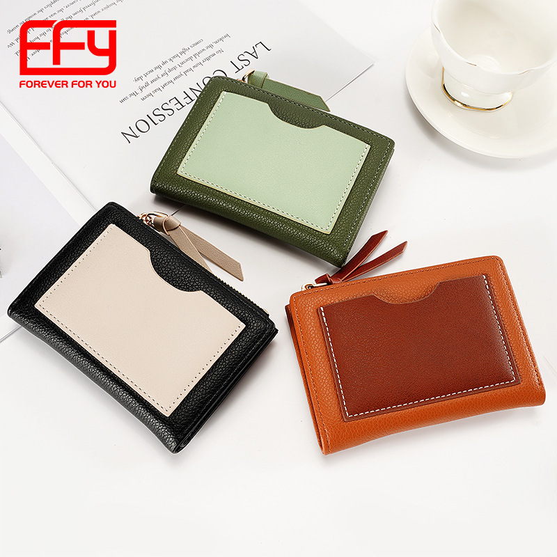 Ms. FFY 20% Fold Short PU Wallet Multi Card Buckle Side Pull Card Bag Portable Coin Purse Clutch Bag