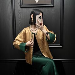 南油批发2025年秋季新款 真丝醋酸花罗外套女款上衣 国风复古文艺