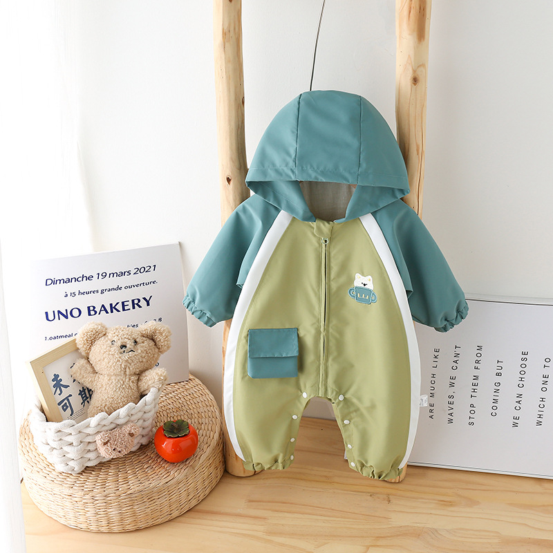 Baby Bodysuit Windbreaker Outwear for Outdoors, 100th Day Birthday Baby Clothes Super Cute Autumn Version Korean Style Newborn Jacket