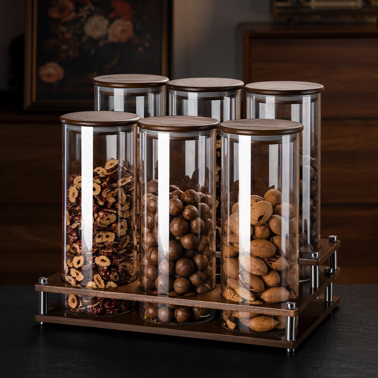 Tanque de almacenamiento de sellado de cocina tanque de almacenamiento de vidrio de gran capacidad tanque de almacenamiento de granos de nueces