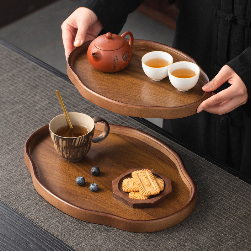 Irregular Bamboo Wooden Hotel Daily Necessities Storage Tray Restaurant High-End Cake Snacks Bamboo Dry Tea Bamboo Tray