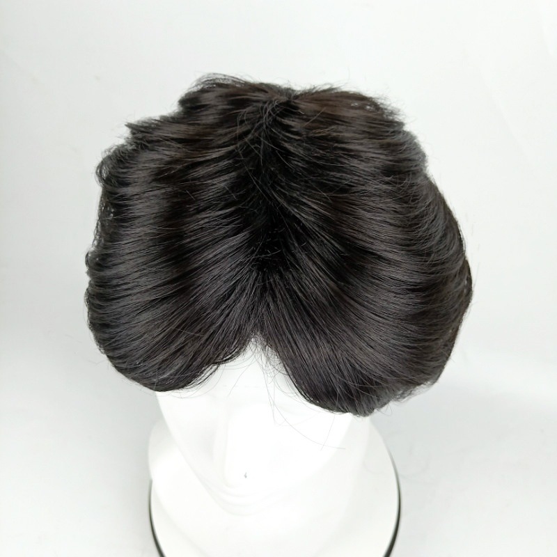Men's Short Fluffy Wig Synthetic Centre Parting European Style_voghion.com
