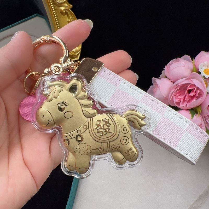 新款足金999黄金20mg马上有钱发财爆富钥匙扣包包挂件送女友闺蜜|undefined