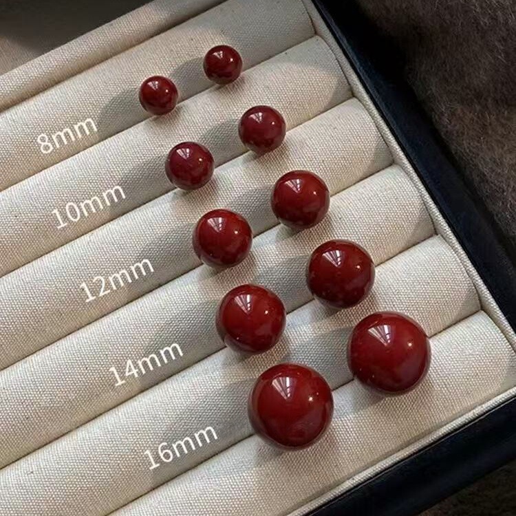 Ankela Red Wine Pearl Earrings with 925 Silver Pins, Hong Kong Style Retro High-End Earrings, Direct Supply from the Manufacturer