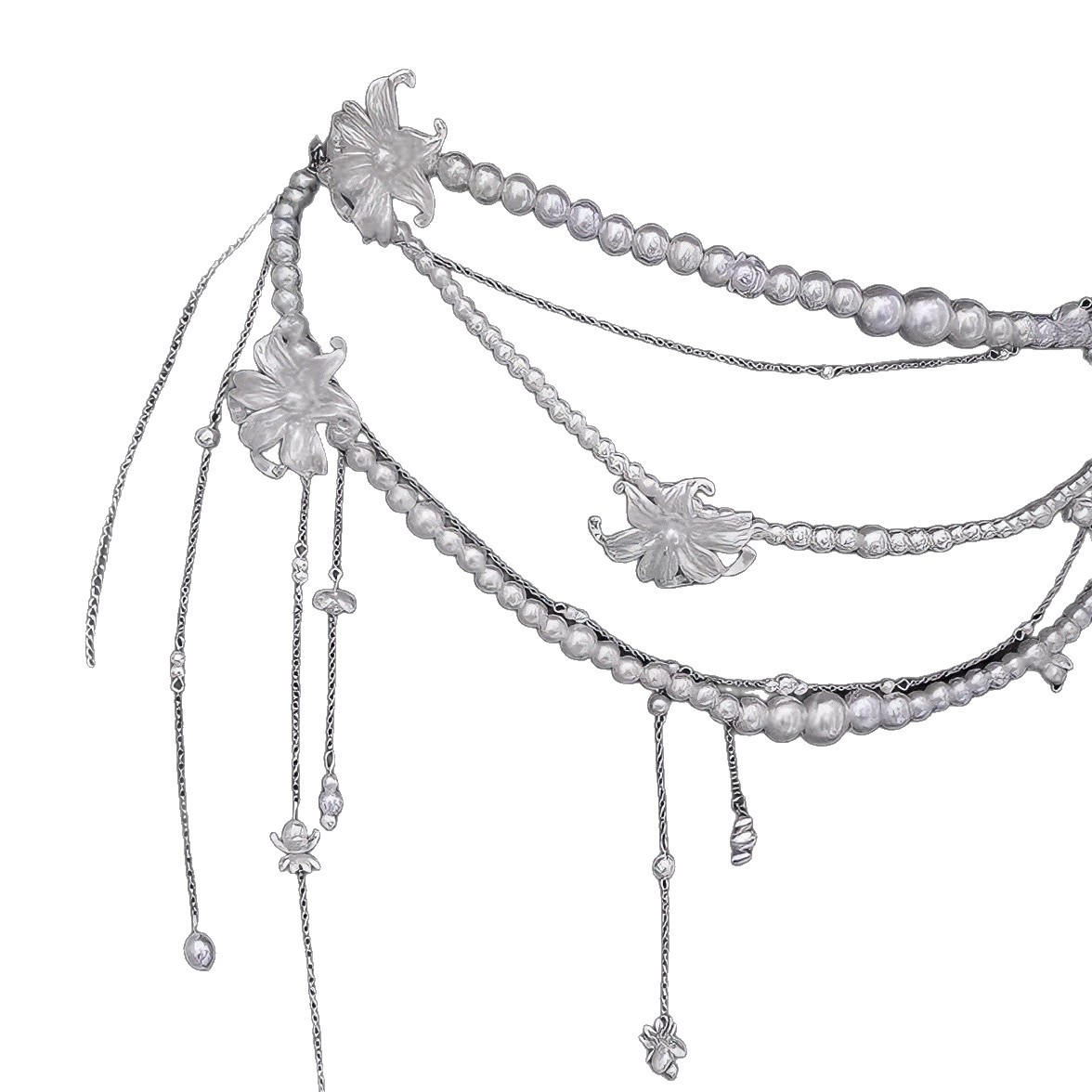 Luz lujosa y sexy flor perla cintura multicapa cadena de moda alta personalidad nicho temperamento combinado cintura mujer