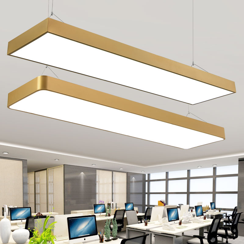 简约现代LED吊灯办公室工作室长条灯金色服装店前台收银台健身房