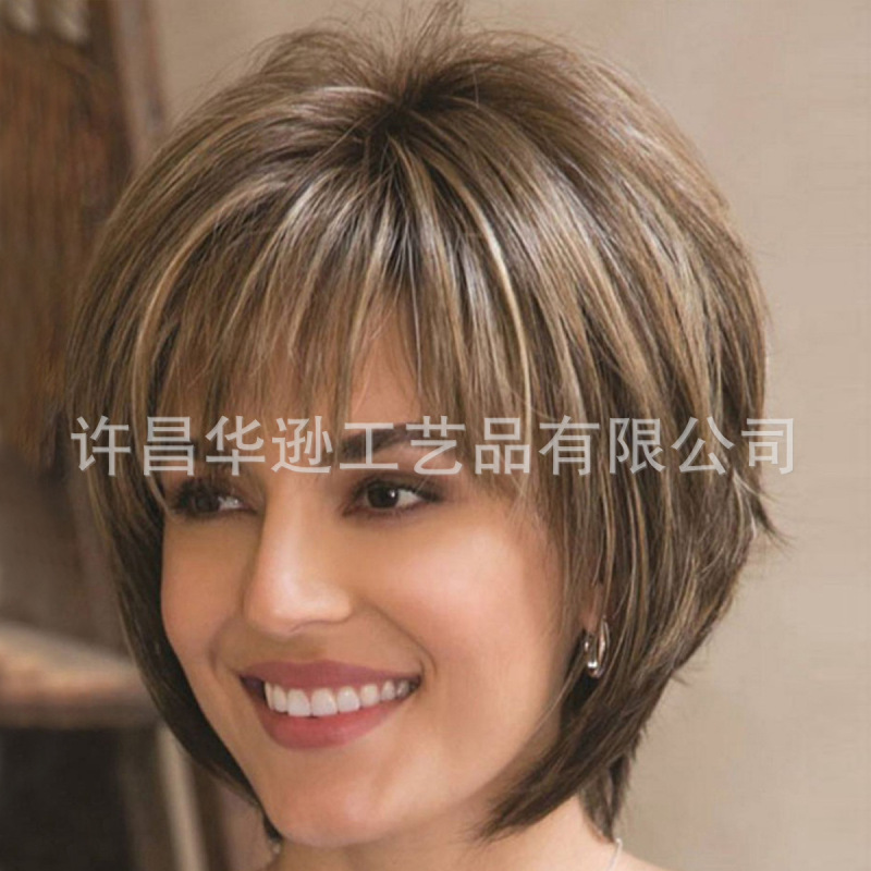 European and American mixed color short hair headgear wig bob mother headgear foreign trade explosives