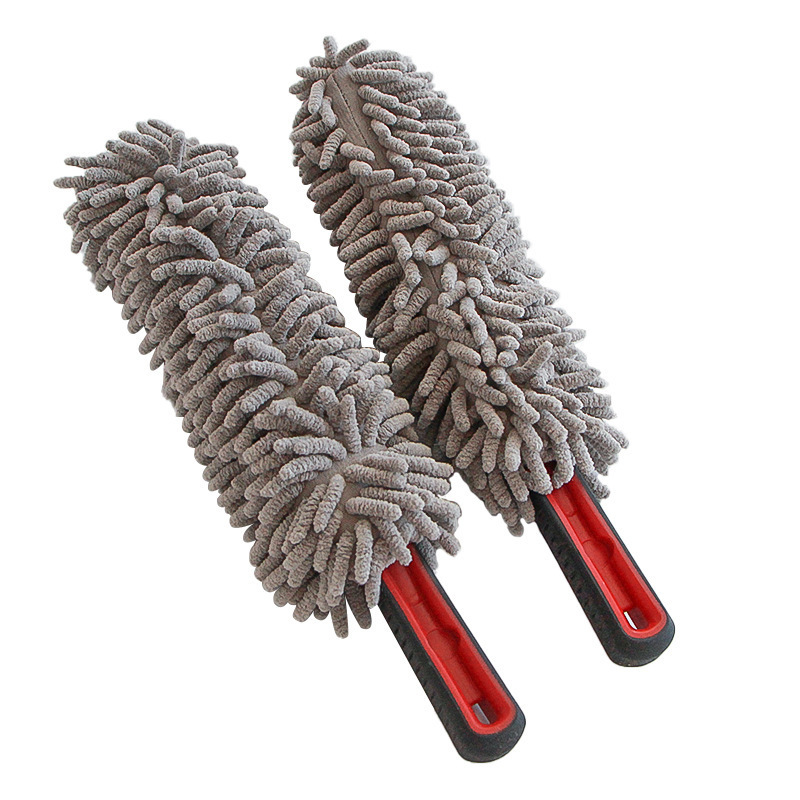 汽车轮毂清洁刷灰色雪尼尔圆形除尘掸子蜡刷车用蜡拖洗车除尘刷