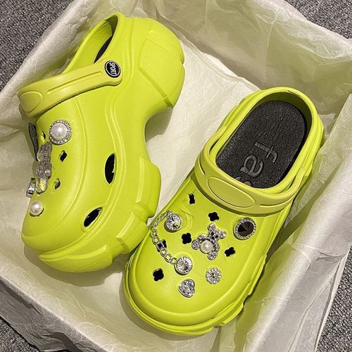 EVA water rhinestone hole shoes for women's summer new style outdoor sandals bag toe two-piece sandals
