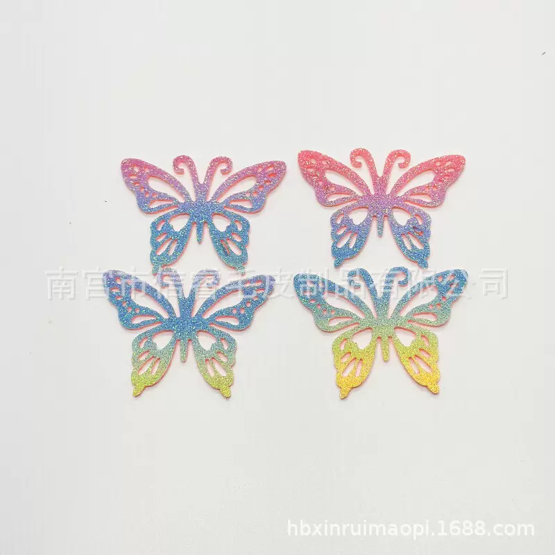 发饰配件金粉七彩蝴蝶儿童头饰发夹DIY饰品配件 服装辅料鞋花材料