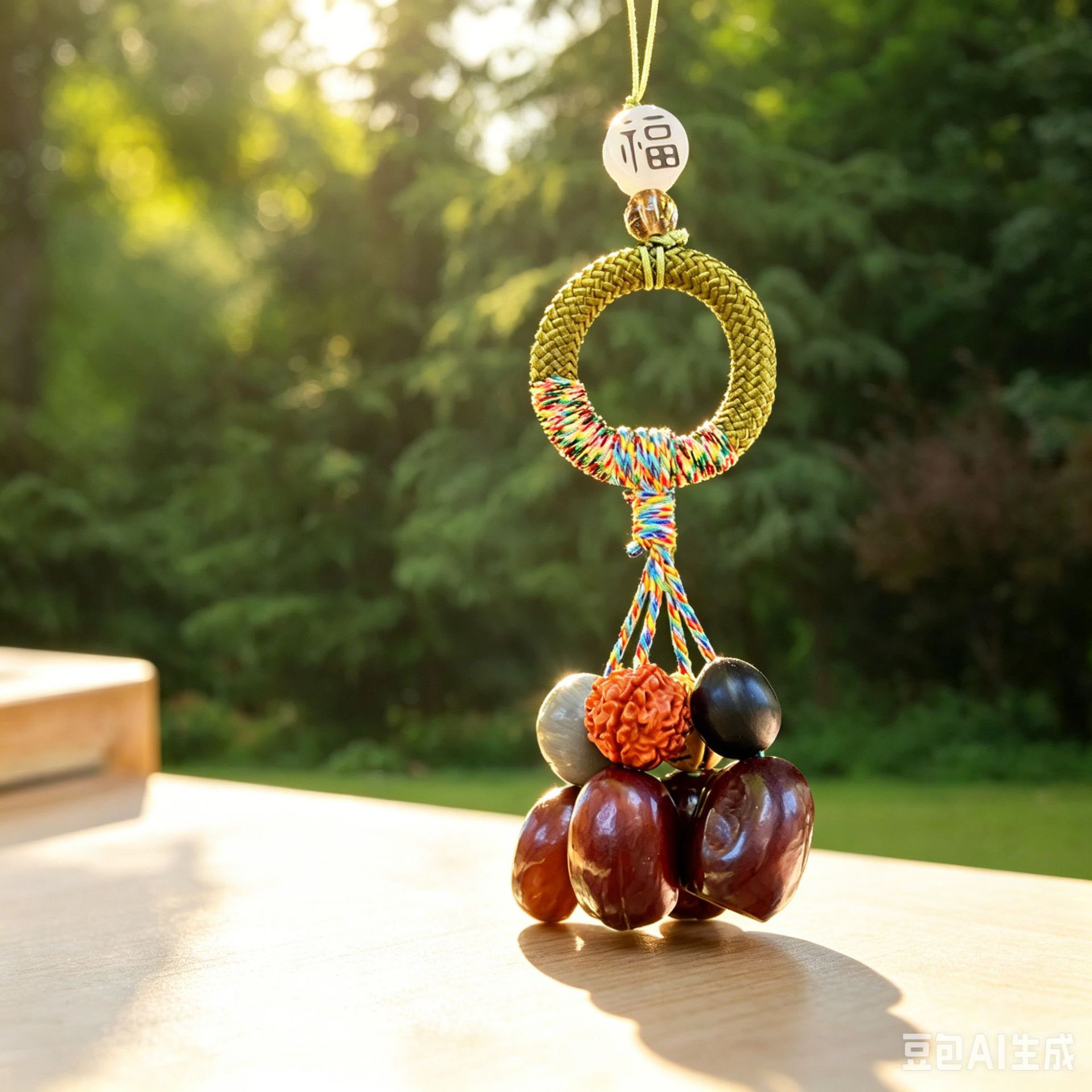 Forest-style natural fruit shell wind chime bag pendant, healing handmade finished product, car-mounted rattle, calming hanging ornament
