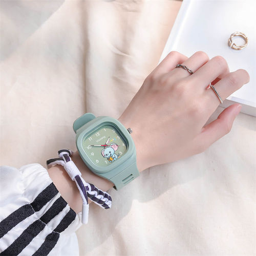 Korean Version Silicone Watch Trendy Night Light Sports Student Square Strap High Fashion Watch Wholesale