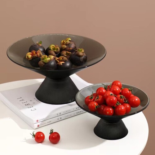 European simple fruit plate home living room coffee table glass fruit plate wholesale tall creative nut snacks dried fruit plate