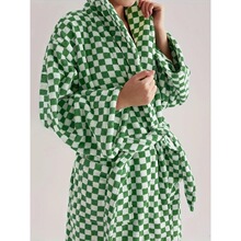 Y 30926 Checkered Pattern Plush Bathrobe ���̸�ԡ�� �羳��