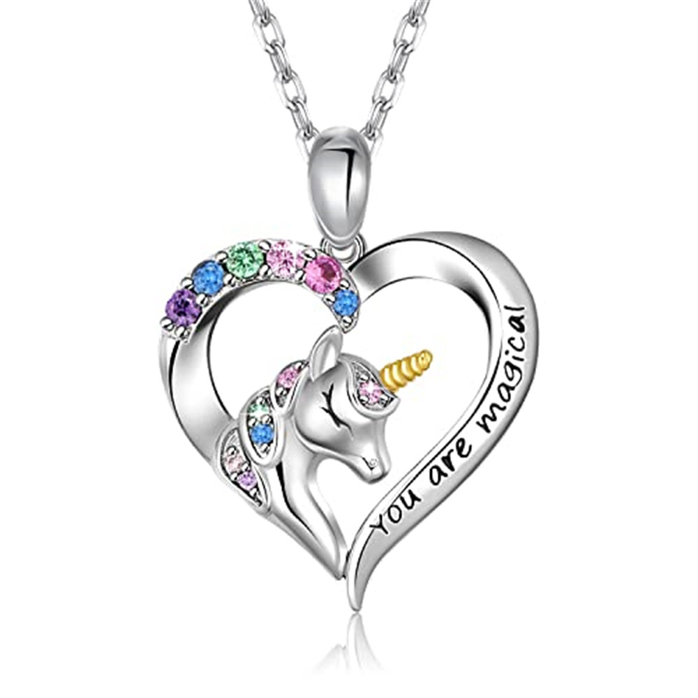 Heißer Verkauf Cartoon Einhorn Legierung Halskette, Nette Regenbogen Pony Schmuck Zubehör, Mädchen Geburtstag Geschenk_voghion.com