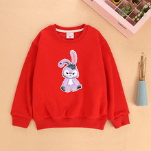 2023新款星戴露童装女童加绒加厚卫衣红色儿童秋冬装外贸一件代发