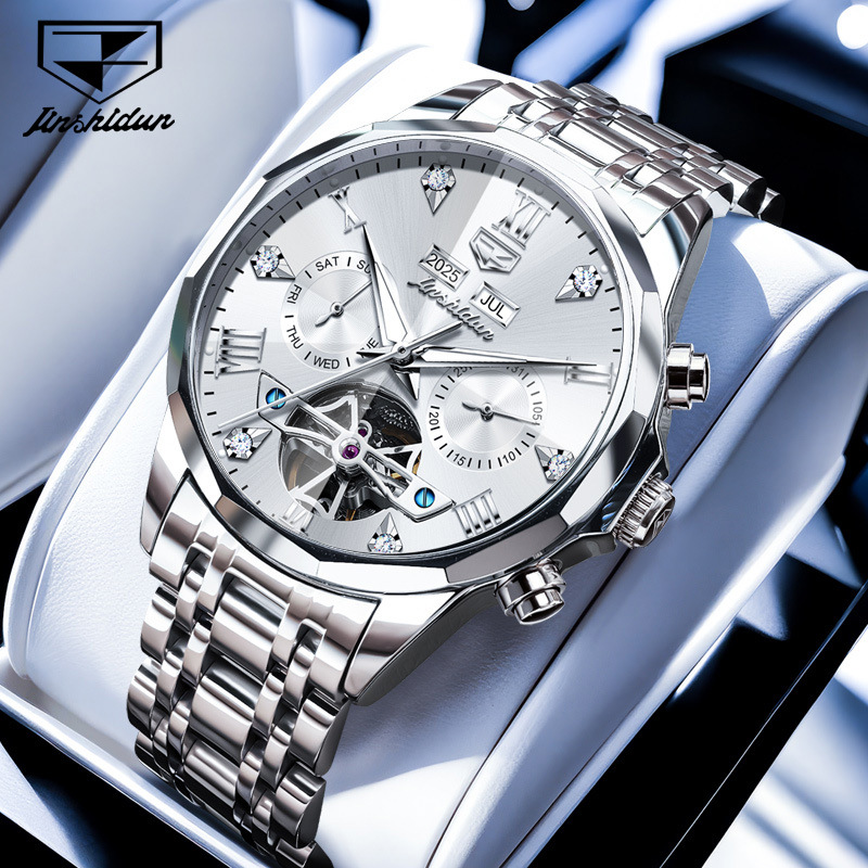 Jinshidun Brand New Multifunctional Men's Fully Automatic Mechanical Watch Waterproof Hollow High-End Men's Watch