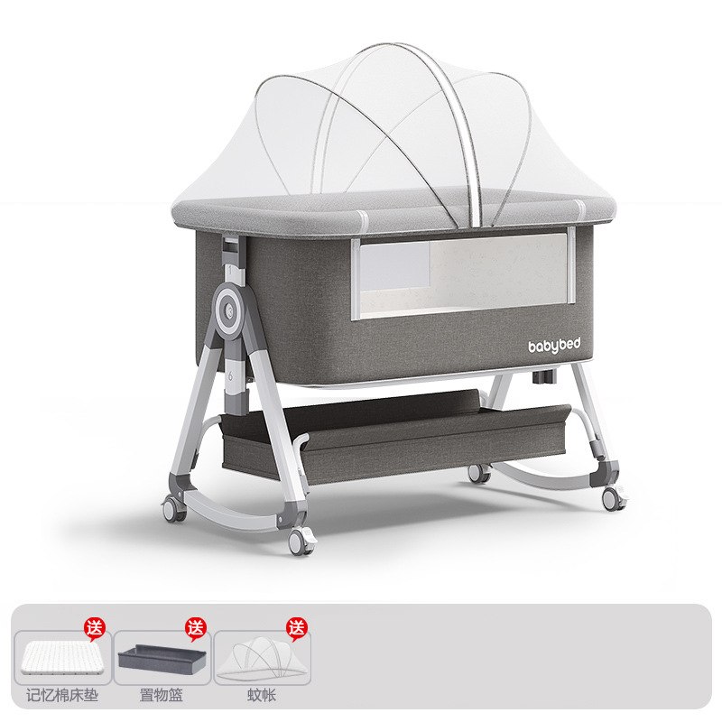 Cama de recién nacidos empalmados, cama de bebé, cama de cuna móvil, cama plegable multifuncional portátil 2 - en - 1
