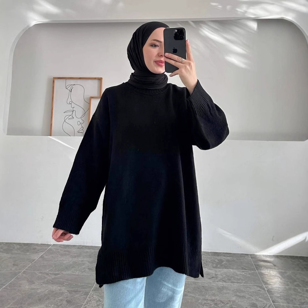 2024 otoño nuevo estilo europeo y americano Amazon transfronterizo ropa de mujer de color sólido estilo casual plácido universal suéter de punto suelto image 11