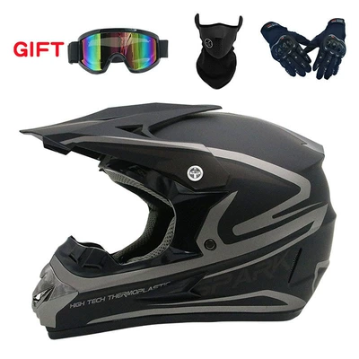 Motosiklet kaskı (dəbilqə) — helmet Four Seasons men and - matte-silver-fleet-goggles-mask-black-gloves-s