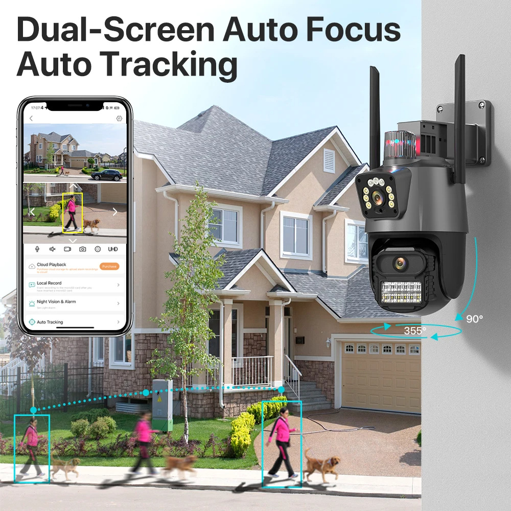 8MP V380 Pro Dual Lens Network Wireless IP Monitoring WiFi Network 4G Home Security Camera 4