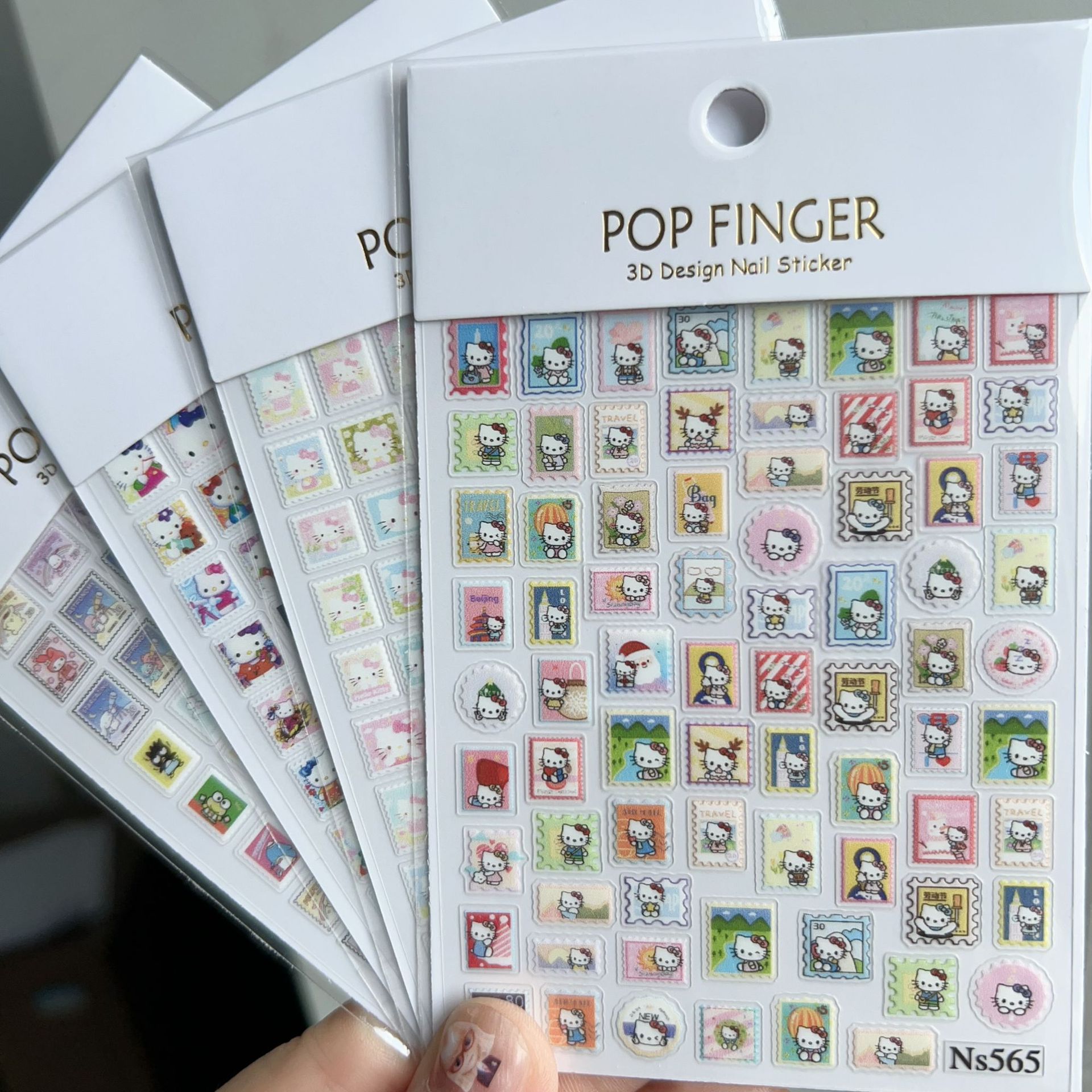 New Sanrio KT Cat nail stickers, perfect for scrapbooking, children's crafts, and cute cartoon nail art