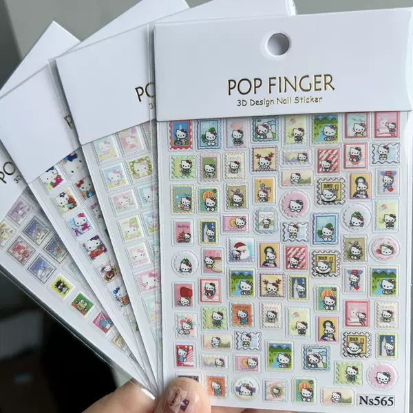 New Sanrio KT Cat nail stickers, perfect for scrapbooking, children's crafts, and cute cartoon nail art