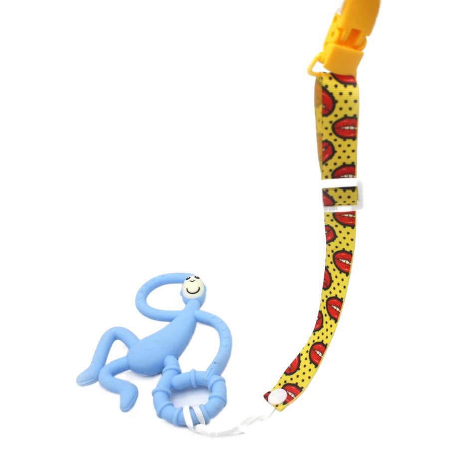 Chupete de dibujos animados con cinta de dientes bebé chupete hebilla ajustable juguete anti-perdida con clip de chupete