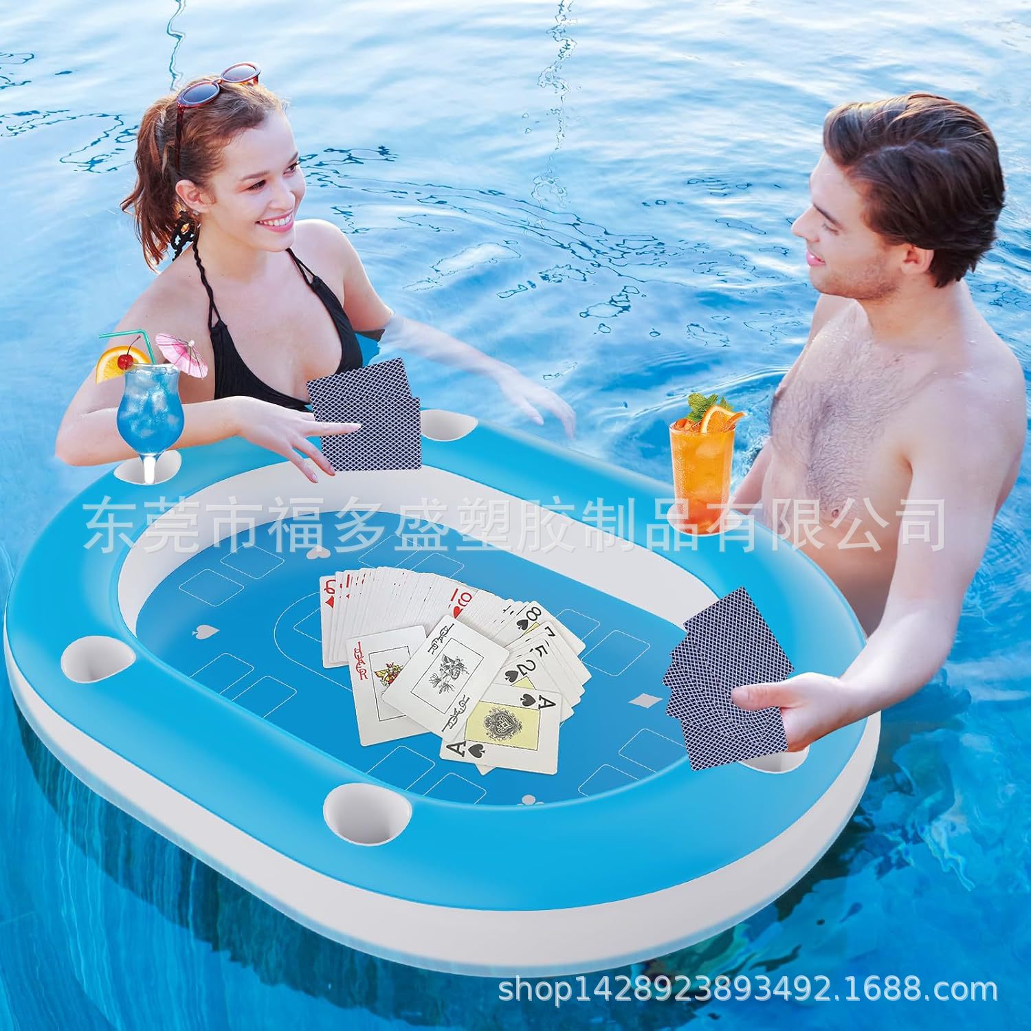 New Inflatable Water Poker Card Table Summer Pool Party Floating Drink Cup Ice Tray Water Casual Game Table