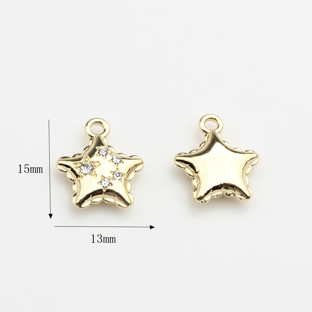 50g Weight Pendant Jewelry Making Type Rhinestones Inlay Material DIY Jewelry Accessories Classification 10 PCS/Package Quantity Alloy Material Star, Heart Shape Pattern Plating, Inlay Design Simple Style Style 10 PCS/Package Alloy Rhinestones Star Heart Shape Pendant 7