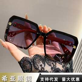 新款网红墨镜女方形大框圆脸显瘦太阳镜高级感防晒个性潮太阳眼镜