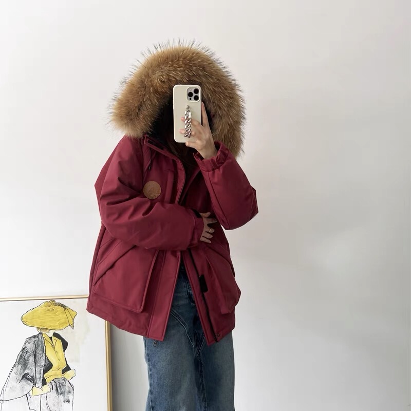 Fur Collar White Duck Down Tooling Pike Dress Women's Down Jacket Men's and Women's Same Explosions Thickened Winter Jacket