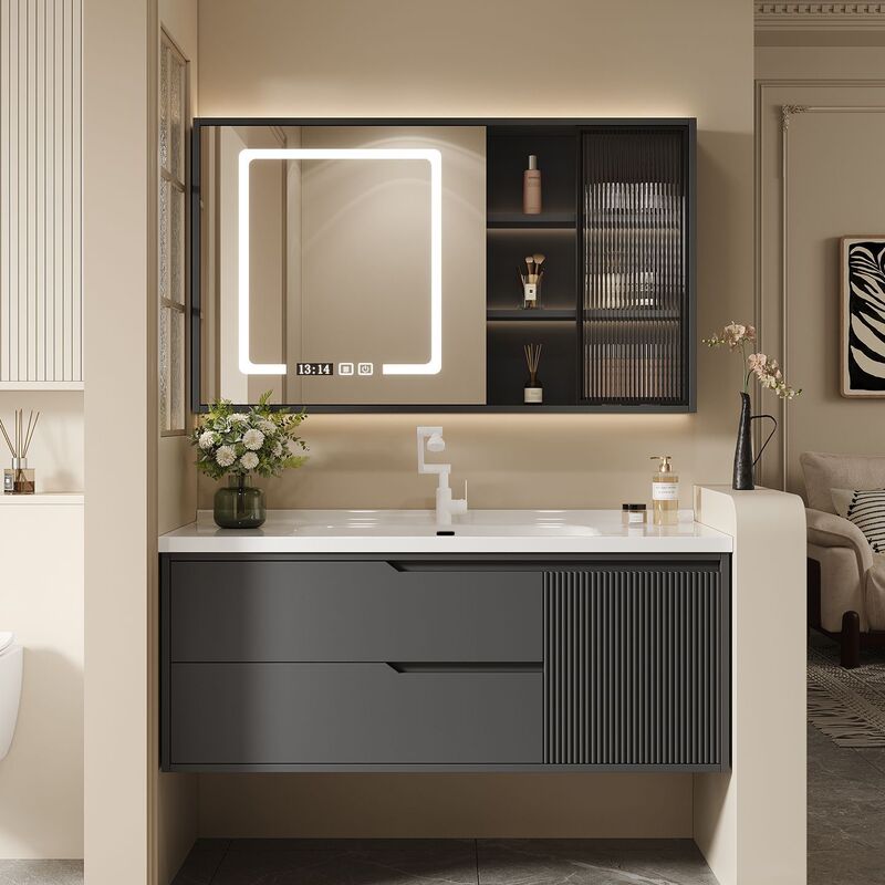 Smart Light Luxury Bathroom Cabinet Ceramic Integrated Basin Wash Basin Cabinet Combination Wash Basin Countertop Integrated Bathroom Wash Basin Smart Light Luxury Bathroom Cabinet Ceramic Integrated Basin Wash Basin Cabinet Combination Wash Basin Countertop Integrated Bathroom Wash Basin