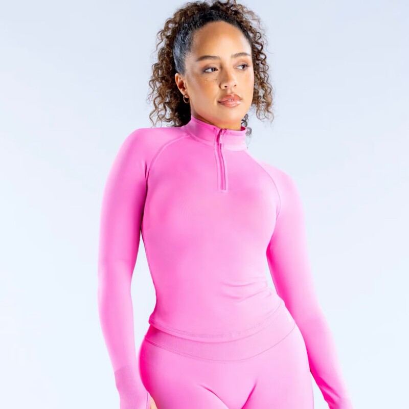 Jinshi Dfyne 1/4 Zipper Long-Sleeved Yoga Wear High-Elastic Nylon Fabric Slim Fitness Top Jacket