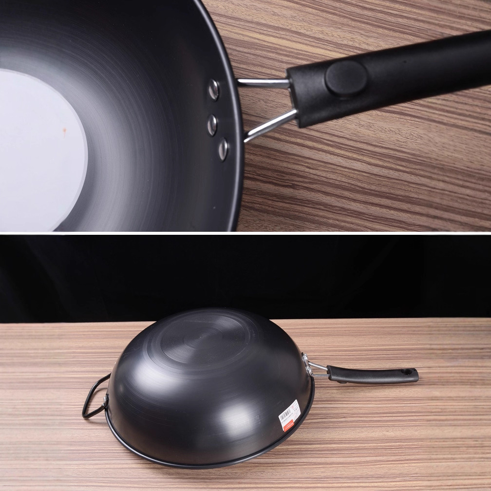 Hermana-en-ley jin wok no recubierto no óxido hogar cocina olla de hierro para las mujeres ligero olla de gas cocina de inducción