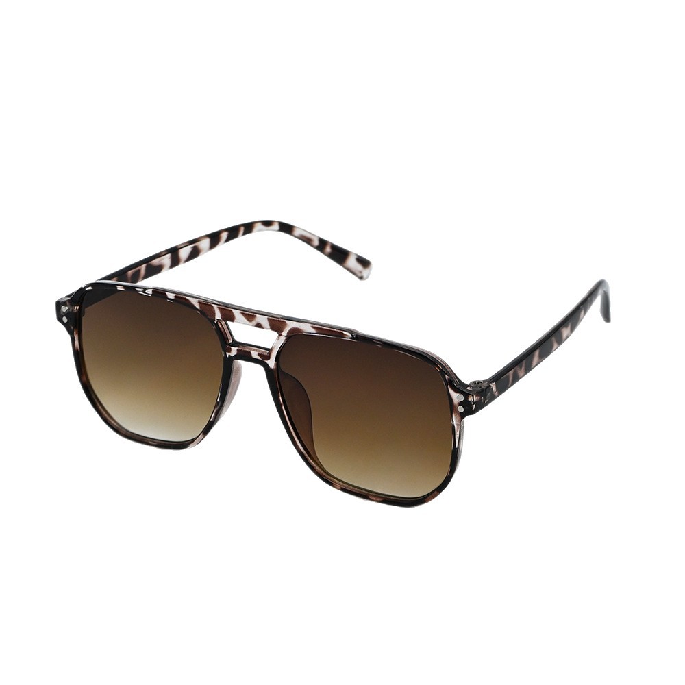 New Style Men's Square Frame Sunglasses, Anti-Uv, Personalized Retro Double Bridge, High-End, Versatile Sunglasses, Sun Protection, Cross-Border