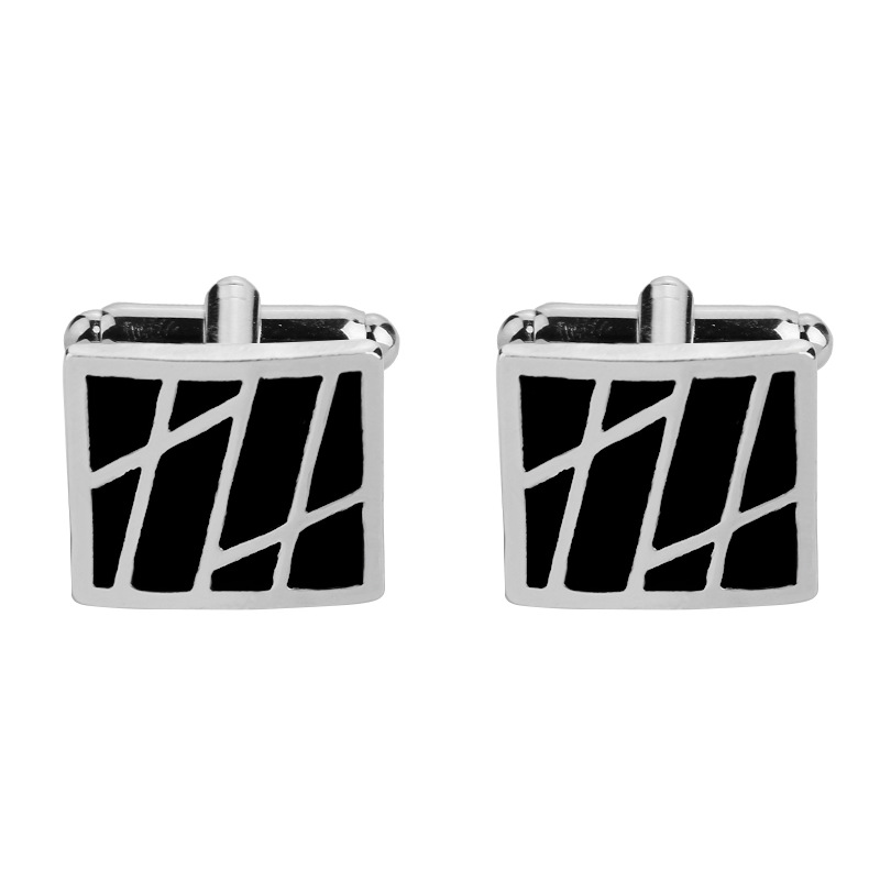 diamond studded square French metal cufflinks for men's business shirt cuff nails source factory spot_voghion.com
