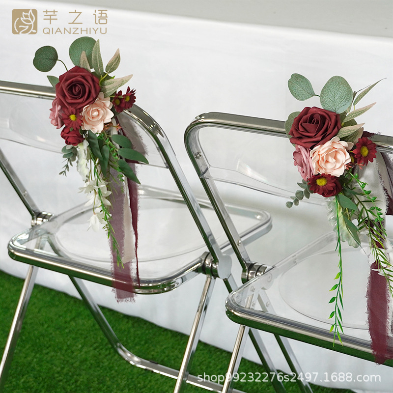 Al Aire Libre transfronterizo Venta caliente decoración Silla de nuevo flor decorativa flor Mori flor artificial boda floral celebración apoyos fotografía disparar