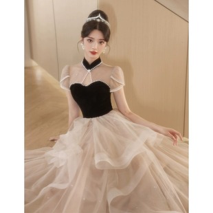 Evening Dress for Women 2025 New Banquet Elegant Classy Accessible Luxury Niche Classy Host Noble Chinese Gauze Skirt