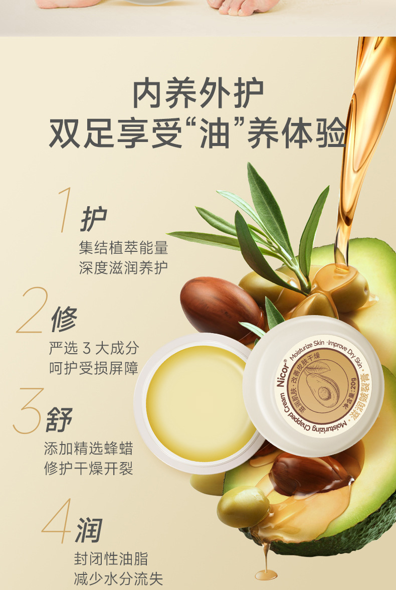 Nicor Moisturizing and Nourishing Chapping Cream, Hand Cream, Foot Cream, Frost Crack Protection, Healing, Anti-Drying, Anti-Freezing, Moisturizing and Repairing Cream Specification drawing