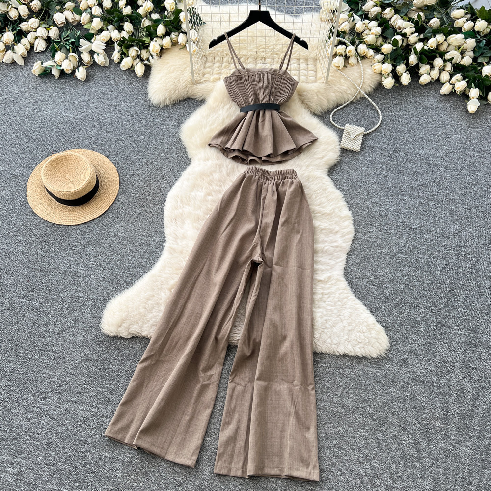Minimalist Women's Summer Commuter Suit High Waisted Two Piece Set_voghion.com