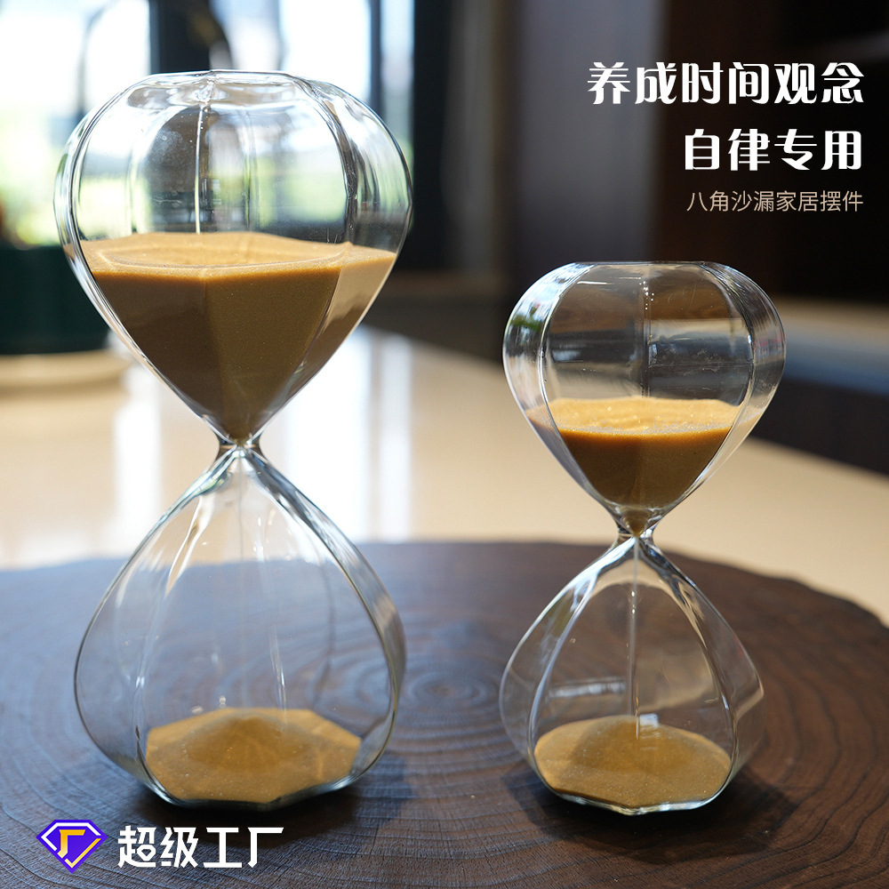 Reloj de arena de cristal de diamante para el hogar nórdico, reloj de arena, decoración de moda de estilo moderno, octágono 15, reloj de arena de 30 minutos