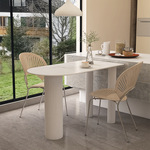 半圆岩板岛台餐桌一体轻奢书桌小户型工作台靠墙吃饭桌子岩板桌