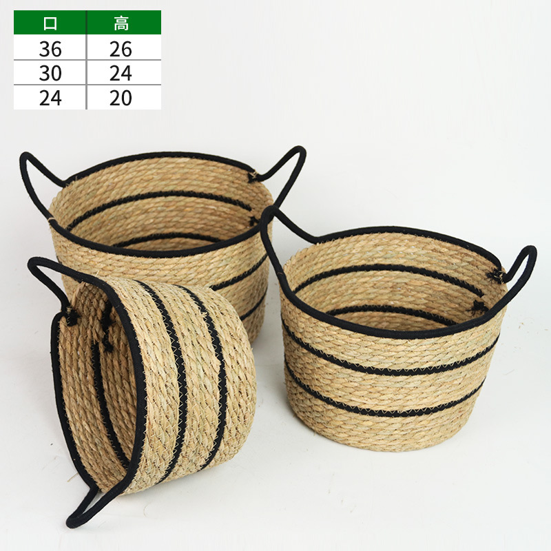 Maceta de Hierba Tejida a Mano Decorativa para Interior y Balcón