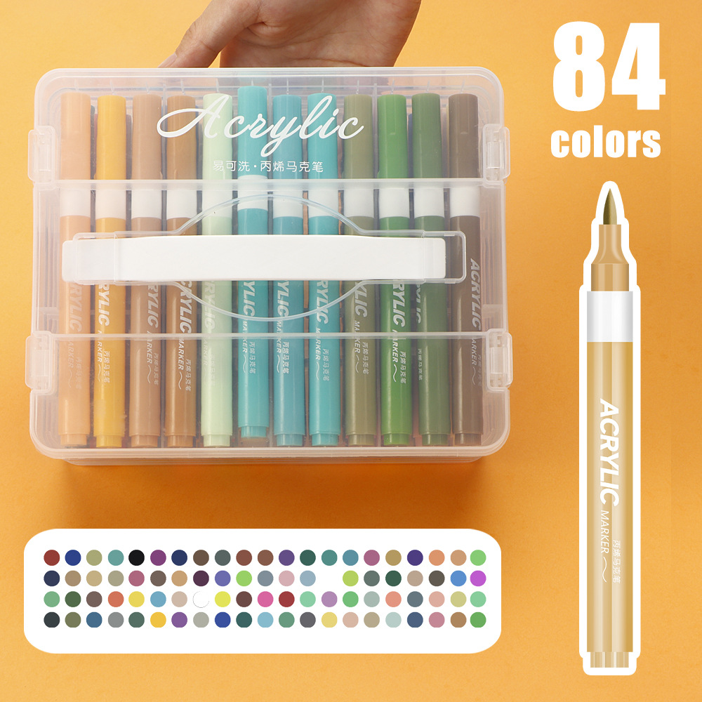 Caja de acrílico marcador de acrílico conjunto de cabeza suave pintura de los estudiantes puede plegar color fácil de lavar acuarela para niños al por mayor